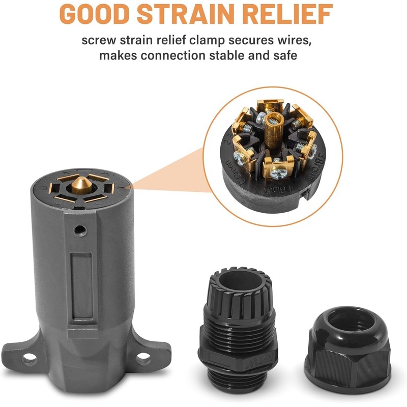 Oyviny RV 7 Pin Trailer Plug with IP68 Waterproof Seal