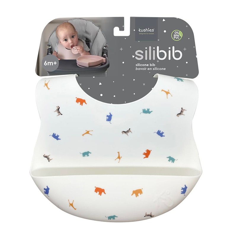 Kushies SiliBib - Babero de silicona impermeable, color blanco
