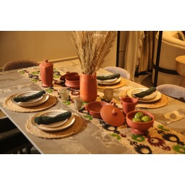 The Home Talk Rustic Round Tablemat Hand-Made Mats for Parties, Dining Table, Coasters Decorative Placemats Jute Natural Fibers, Pack of 4, 14’’ Round Diameter - Natural Jute