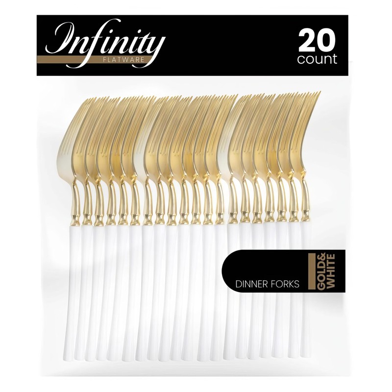 Blue Sky Infinity Flatware Gold & White Dinner Forks -