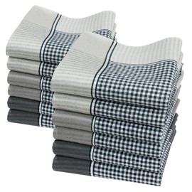 merrysquare - Handkerchiefs for Men - Large Format 40 cm x 40 cm - Pack of 6 or 12 - 100% Cotton - Olive Model, multicoloured