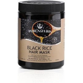Black Rice Hair Mask Intensive Repair Treatment for Men and Women, Anti Hair Loss and Regrowth, Deep Moisturizing and Shine Restoration, Ideal for Damaged Hair, 33.8 fl oz