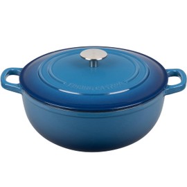 EDGING CASTING Enameled Cast Iron Dutch Oven Pot with Lid, 5 Quart, for Sourdough Bread Barking, Round Dutch Ovens Dual Handle, Oven Safe up to 500°F, Lake Blue