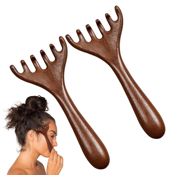 Scalp Massage Comb,2 Pcs Massage Comb,Wooden Head Massager,Scalp Gua Sha