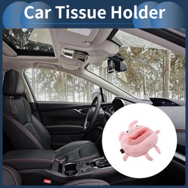 Partuto Car Tissue Holder Car Tissue Box Organizer Plush 9.84"x5.91"x1.97" Pink 1 Pc