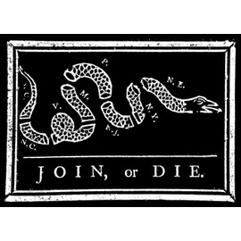 Black Join Or Die Snake Flag Sticker (American Historic Resist us USA Vinyl Decal for car Truck or Laptop (3 x 5 inch)