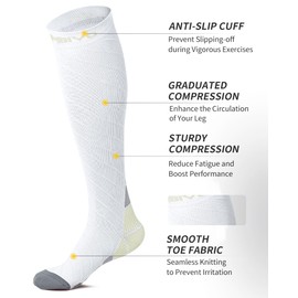 CAMBIVO 2 Paia Calze Compressione Graduata Donna e Uomo, Calze a Compressione 20-30mmHg, Gambaletto Compression Socks Elastiche per Circolazione Gambe, Sport, Trail Running, Viaggio Aereo