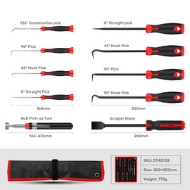 Hi-Spec 10pc Long Hook, Pick, Engine Gasket Scraper & Telescopic Extending Magnetic Pick Up Tool Set for The Car Mechanic, Garage & Workshop