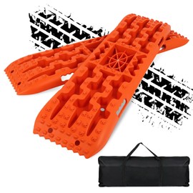 GCCSJ Off-Road Traction Boards with Jack Lift Base: 2 PCS Recovery Tracks for Sand, Mud, Snow, Triction Board for RV Truck 4X4 SUV Emergency Tire Traction (41", Orange)