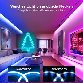 KANTUTOE Neon LED Strip, 5 m LED Strip with Remote Control / App Control, 24 V Flexible IP65 Waterproof Music Sync Gaming LED Hose, Rope LED Strip for Bedroom Oudoor Decoration