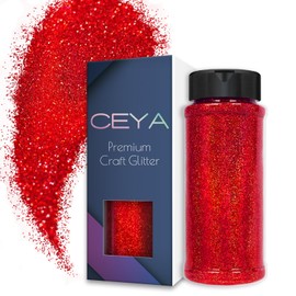 Ceya 3.8oz/ 110g Holographic Ultra Fine Glitter Powder Laser Red Glitter 1/128”0.008”0.2mm for Slime Epoxy Resin Craft Tumbler Jewelry Nail Art Festival Makeup Scrapbook Painting Wedding Cards