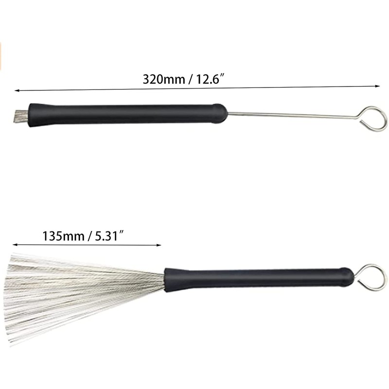Jiayouy 1 Pair Drum Wire Brushes Drum Sticks Percussion Retractable