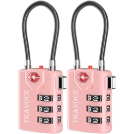 Search Alert TSA Approved Travel Combination Luggage Cable Locks for Suitcase, Gym Locker,Toolbox,Backpack 1,2,4,6 &10 pk (Pink 2 Pack)