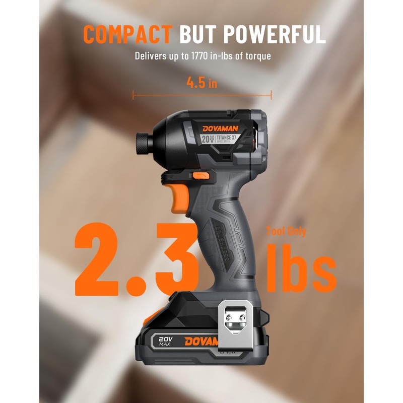 TITANCE X7 20V Brushless Impact Driver, 1/4'' Hex Compact Cordless