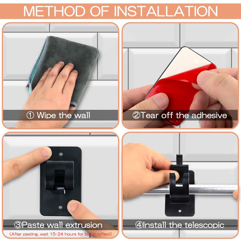 CIEMGNZOC 6-Pack Curtain Bracket Holders, Universal Self-Adhesive Wall Mounts, Fits