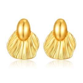Chunky Gold Statement Earrings for Women Summer Seashell Inspired Fashion Jewelry Trendy Boho Style