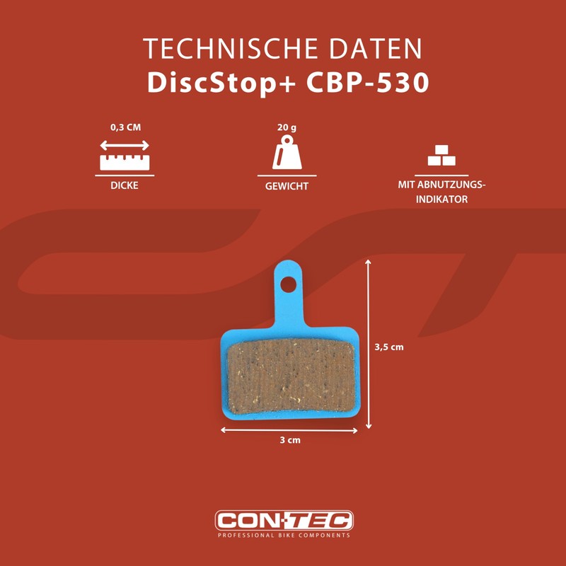 CONTEC DiscStop+ CBP-530 Organic Bicycle Disc Brake Pads Fits Many