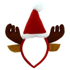 Topkids Accessories Christmas Headbands for Adults & Kids Reindeer Christmas Hat - Deer Horns Antlers Santa Hat & Rudolph Red Nose, Christmas Head Accessories, Christmas Hats Adult (w/Santa Hat)