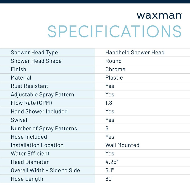 Aqua Vista 4.5-in. Polished Handheld Shower Head with 6 Spray