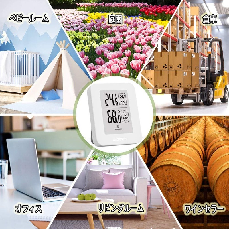 DIGITEN Digital Thermometer/Hygrometer, Hygrometer, E-ink Large Screen, Wall Mount &