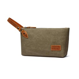 Whatna 8651# Thick Canvas x Leather, Mini Second Bag, Men's, Clutch Bag, Small, Makeup Bag, Casual, Formal, Ceremonial Occasions, Weddings, Handheld, Men's, Pouch Bag, 8651#gly