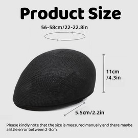 Men's Mesh Flat Cap, Breathable One Size Summer Peaked Caps for Men Women, Straw Sun Visor Seaside Beach Hat for Sports Fishing Golf, Adjustable Mesh Duckbill Newsboy Beret for Driving Hunting Khaki