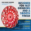 7" High Performance Diamond Grinding Wheels for Aggressive Concrete, Paint,