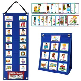zalati Children's Calendar Chart Children's Visual Schedule Wall Daily Planner with 70 Cards for DIY Fun Education Learning Toy