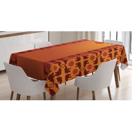 Ambesonne Étnico Mantele, Arte Elefante Animal, Resistente al Agua Lavable Colores No Destiñen Personalizado, 60" X 84", Naranja Rojo Borgoña