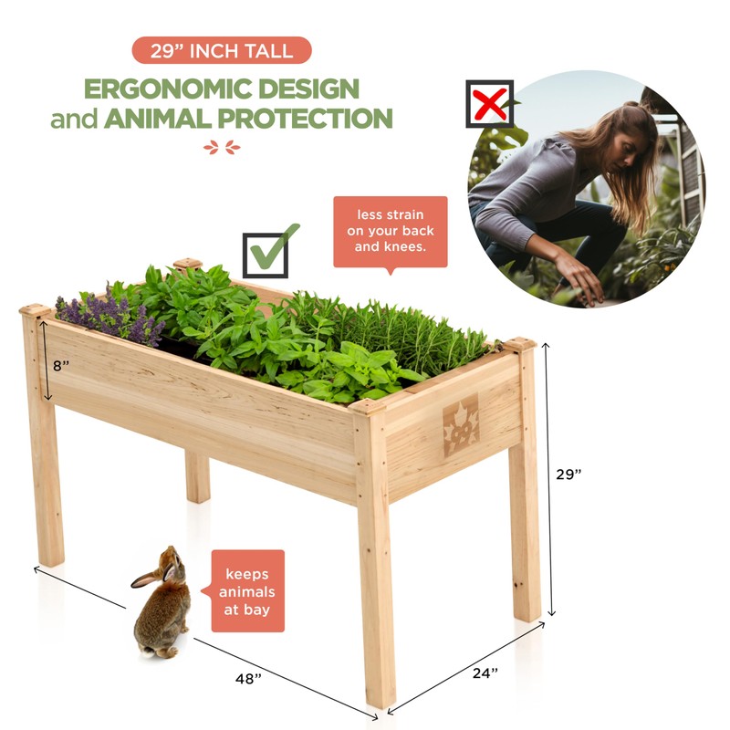Maple99 Raised Garden Bed with Legs 48x24x30 - Natural Cedar