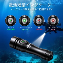 Wurkkos DL02 Diving Light, IPX8, 100 Meters Underwater Use, LED Underwater Light, 3,000 Lumens, High Brightness, 496 US Field, Night Diving, Torch, Power Display, Waterproof Function, Flashlight,
