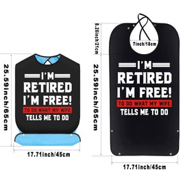 BWWKTOP I'm Retired I'm Free To Do Adult Bibs With Crumb Catcher Gag Bib Gift Adjustable Dining Clothing Protectors For Adults (I'm retired)