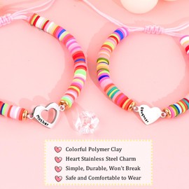 BOCHOI Mother Daughter Bracelet for Mom and Daughter Matching Heart Bracelet Birthday Gifts, Mommy and Me Gifts for Mother and Daughter