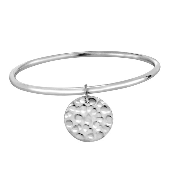 AeraVida Modern Chic Deluxe Simple Hammered Enticing Round Disc Dangle