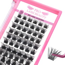 Lash Clusters, PRO,72 Pcs Individual Cluster Lashes 3D Effect DIY Lash Extension 14 mm Eyelash Clusters Volume Wispy Lashes Super Thin Band Reusable Soft & Comfortable(Volume-3D Fluffy,D-14mix)