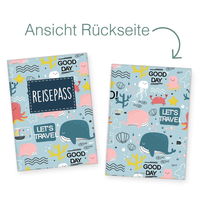 cozy racoon Kids Passport Holder, ocean, Modern
