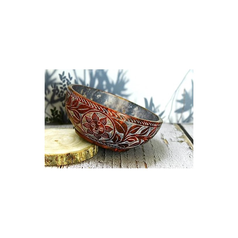 India House Soapstone Smudge Bowl for Scrying - 5”x 2”