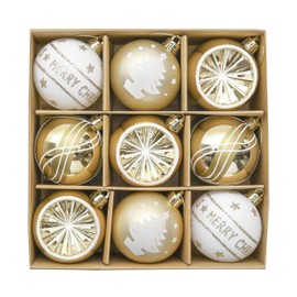 Valery Madelyn Gold White Christmas Baubles Christmas Tree Decorations 9pcs 6cm Shatterproof Baubles for Christmas Tree Balls Ornaments for Xmas Decoration