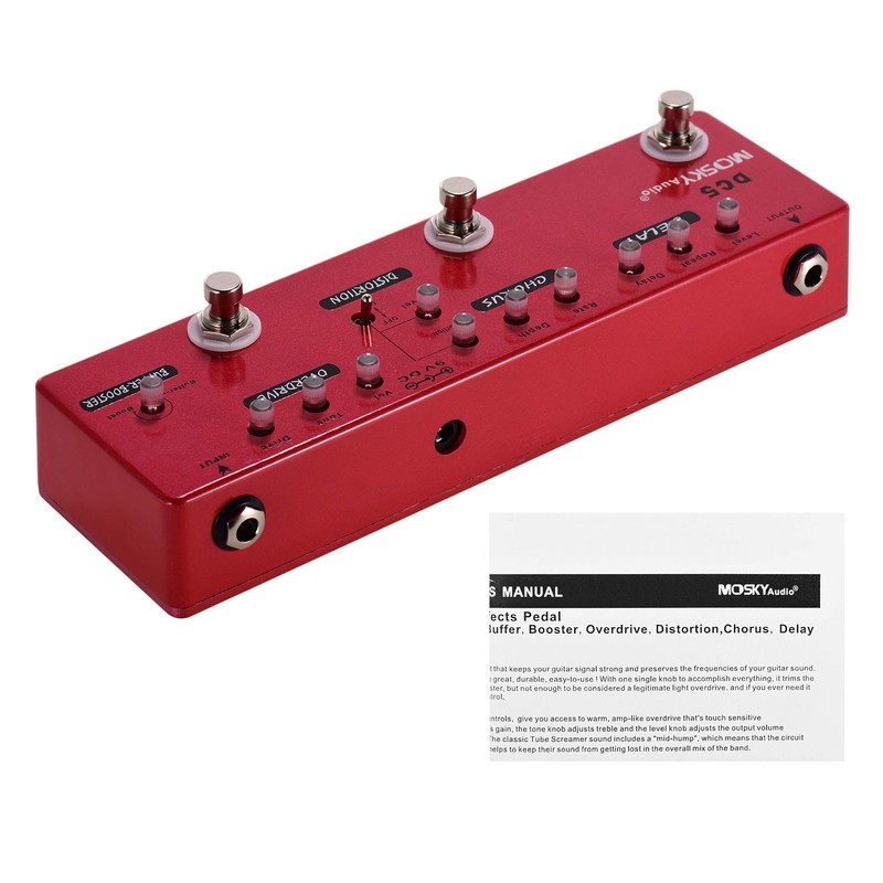 Guitar Multi-Effects Pedal, DC5 6-in-1 Guitar Multi-Effects Pedal Delay +