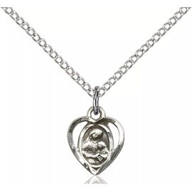 Bliss Sterling Silver Saint Ann Medal Pendant Necklace 18" Chain GiftBox