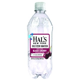 Hal's New York Seltzer Water, Black Cherry Sparkling Water, 20 Fl Oz Bottles (Pack of 12)