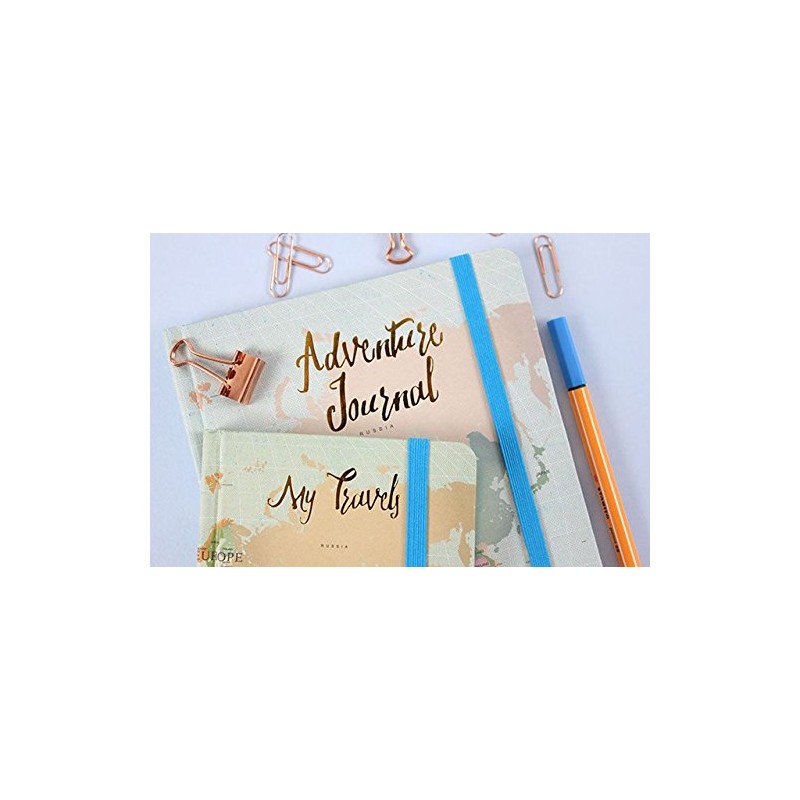 My Travels Adventure Hardback Journal A5 Notebook Map Design