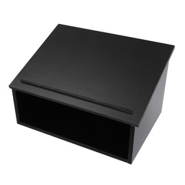 DYNAMI Tabletop Podium Wood,Portable Tabletop Lectern with Storage Room&Baffle Plate,23.75 * 16 inch Slant Reading Surface,for Churches, Restaurants,Classrooms (Black)