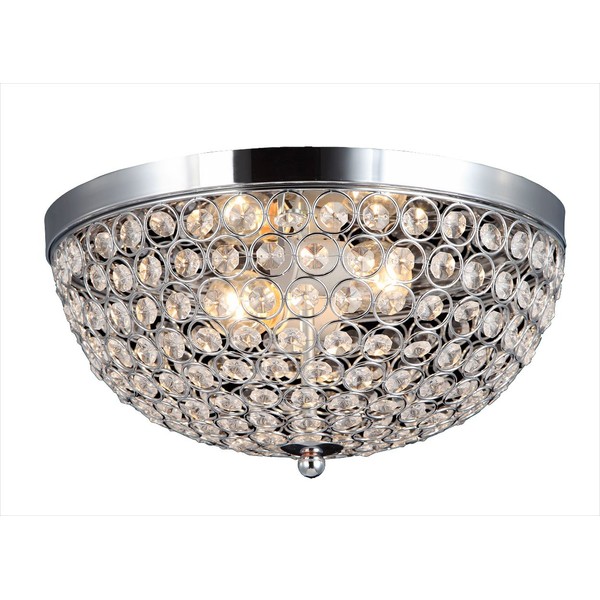 Elegant Designs FM1000-CHR Elipse Crystal 2 Light Ceiling Flush Mount,