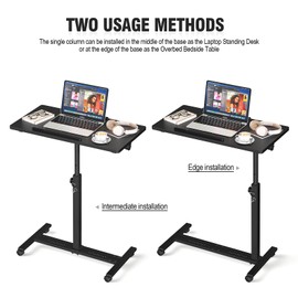 Adjustable Overbed Bedside Table, Hospital Bed Table with Wheels, Rolling Desk, Mobile Desk, Rolling Laptop Stand, Computer Cart, Portable Desk on Wheels, Small Standing Desk or Bed Table Tray