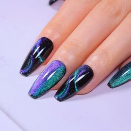 LYXSYXL 9D Cat Eye Gel Nail Polish Magnetic Cat Eye Gel Nail Polish Magnetic Gel Nail Polish with Chameleon Magic Effect 7ml with 1 Magnet (9D-003)