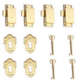 yufana 4-Piece Vintage Lock Set, Vintage Drawer Lock, Antique Cabinet Door Lock, Zinc Alloy Antique Cabinet Lock, Suitable for Mailboxes, Lockers, Cabinets, Toolboxes