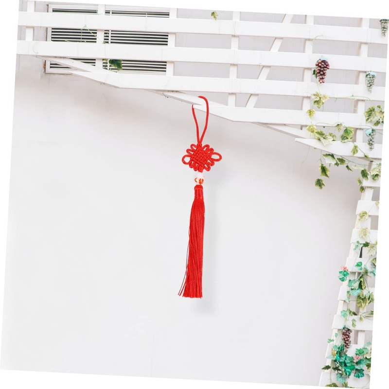 Ciieeo 5pcs Red Chinese Knot Tassel Pendant Car Hanging Decoration
