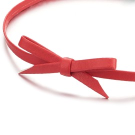 Ladies Red Leather Bow Choker Necklace Pendant(CA)