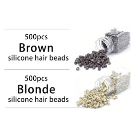 1000Pcs Micro Link Rings Hair Tinsel Beads, Premium 5mm Silicone Micro Link Beads for Hair Extensions (1000Pcs, Brown & Blonde)